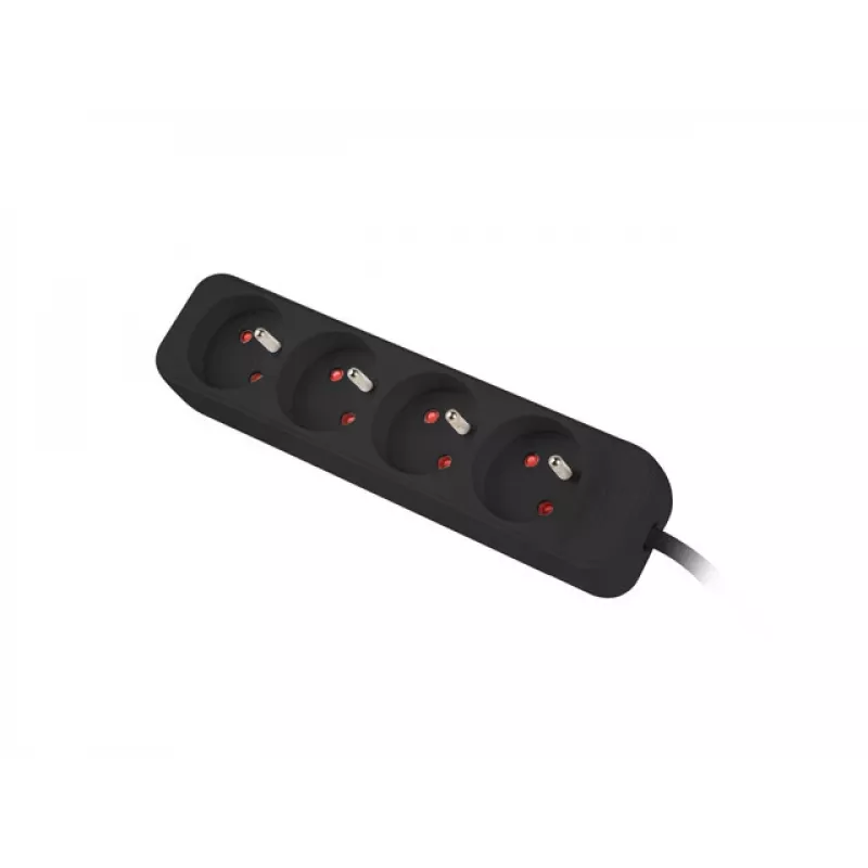 Verlengsnoer Lanberg PS0-04E-0100-IEC-BK 1 m 4 stopcontacten binnen zwart