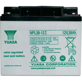 Gesloten AGM-batterij Yuasa NPL38-12 12V 38Ah voor standby- en cyclisch gebruik