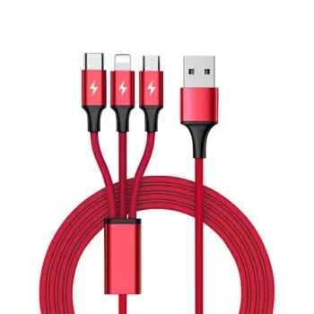 UNITEK C4049RD USB-kabel 1,2 m USB A USB C/Micro-USB B/Lightning rood