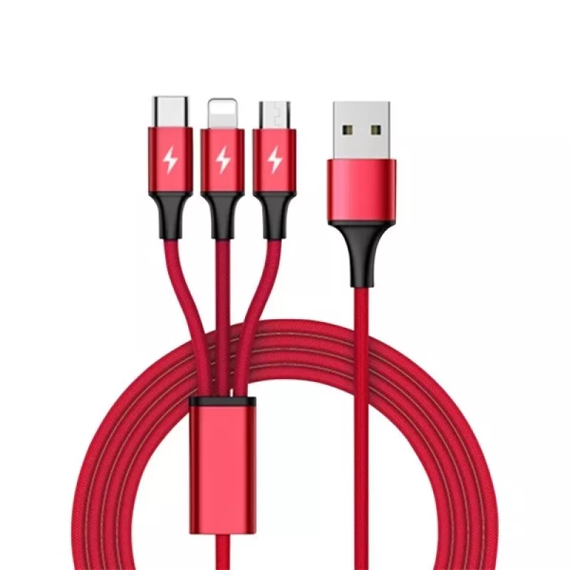 UNITEK C4049RD USB-kabel 1,2 m USB A USB C/Micro-USB B/Lightning rood