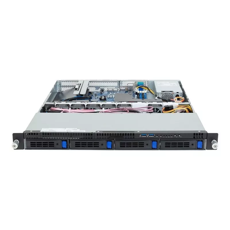 Rack-Server GIGABYTE R123-X00-AA01 1U — Single-socket Intel Xeon Scalable platform, LGA 1700, DDR5, 4 DIMM, 2,5-inch bays x4, 400 W voeding (80 PLUS Gold)