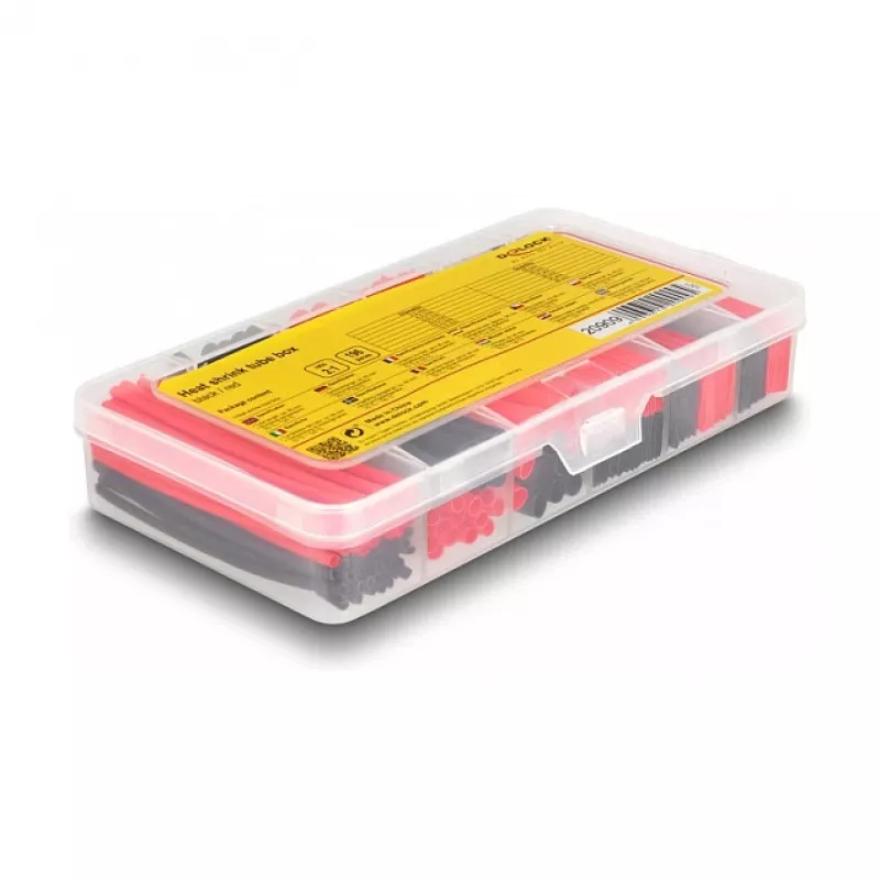 Krimpkous DeLOCK 20909 196 stuks zwart rood 2:1