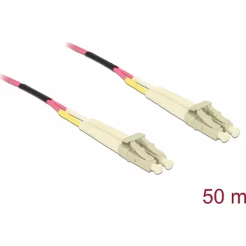 Netwerkkabel DELOCK glasvezelkabel LC-duplex naar LC-duplex multimode OM4 50 m geel