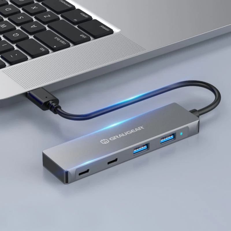 GRAUGEAR G-HUB2A2C-AC interface hub USB 3.2 Gen 1 (3.1 Gen 1) Type-A + Type-C 5000 Mbit/s zilver