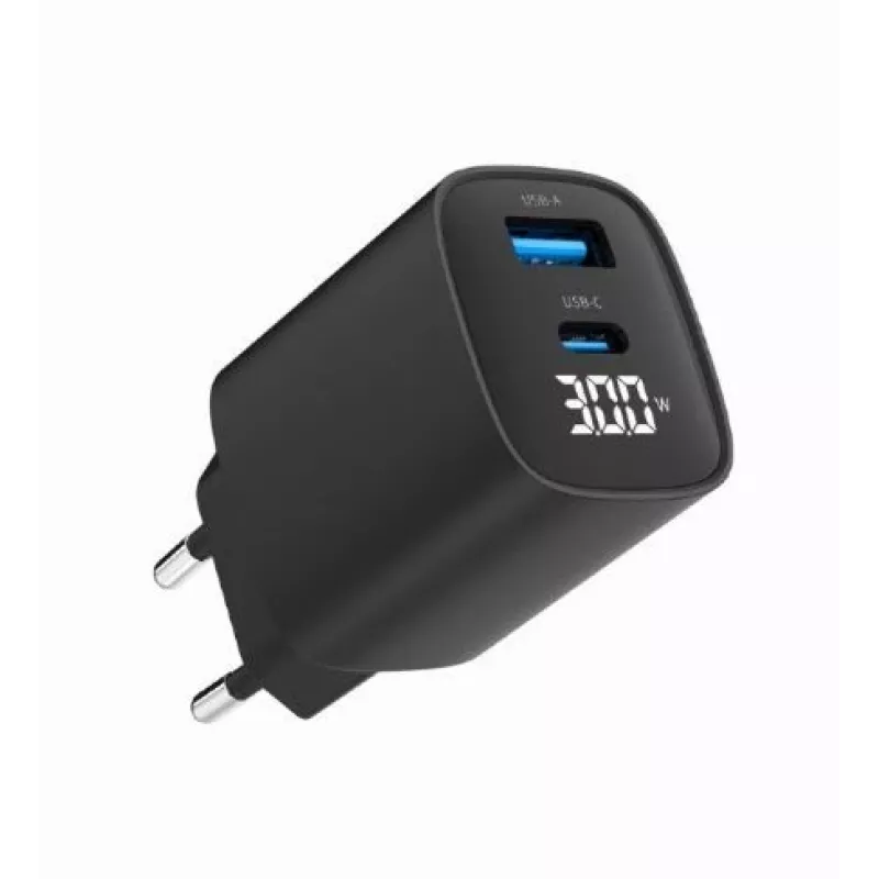 Mobiele oplader Gembird TA-UC-PDQC30LCD-BK-01 snelopladen zwart