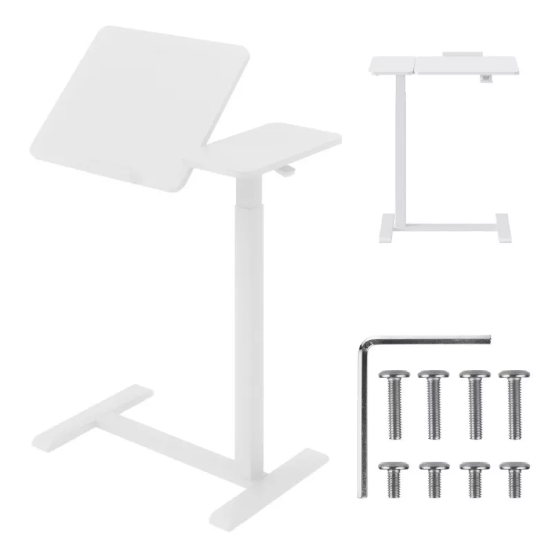 Maclean mobiele bureau-/laptopstandaard, wit, hoogteverstelling 76-109 cm, max. 30 kg, MC-120 W