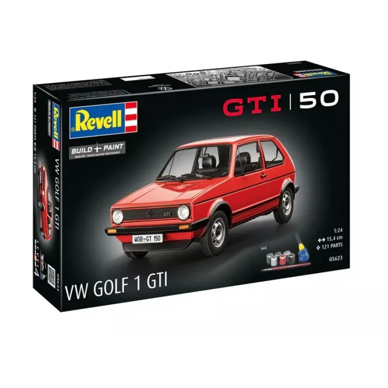 Kunststof modelauto REVELL VW Golf1 GTI 50 jaar schaal 1:24