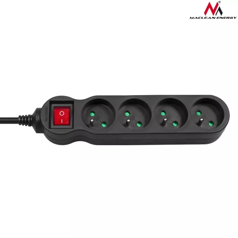 Verlengsnoer Maclean MCE181 3 m 4 AC-stopcontacten binnen zwart