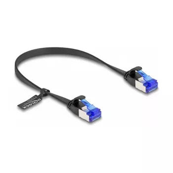 Netwerkkabel DeLOCK RJ45 platte patchkabel stekker op stekker Cat.6A 0,25 m zwart
