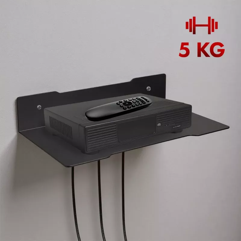Wandplank voor decoder MACLEAN MC-122, staal, zwart, max. belasting 5 kg, gatafstand 219 mm