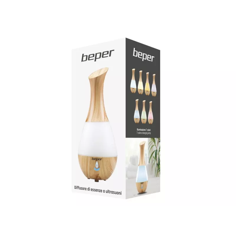 Beper 70.405 ultrasone aromadiffuser, 235 ml, 7-kleuren ledlicht, 4 W, automatische uitschakeling
