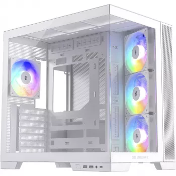 PC-behuizing Silentware View A-RGB White VIEWWHITE — mid-tower met A-RGB-verlichting, witte uitvoering