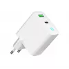 Netlader 220V GEMBIRD, universeel, 1x USB Type-C PD 20 W, 1x USB-A 3.0 QC 18 W, LED-indicator, wit