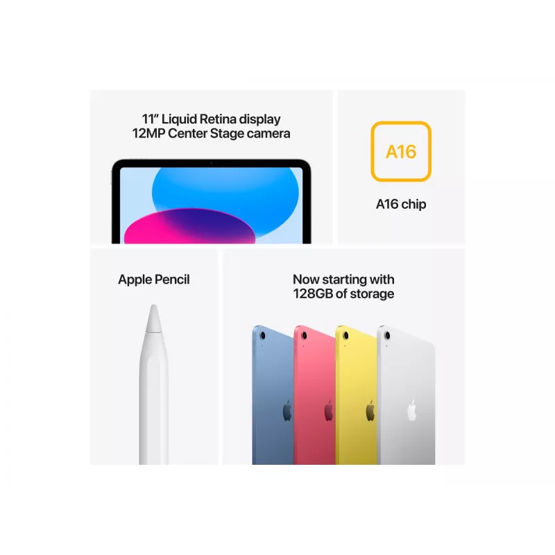 Apple iPad A16 tablet 11" 128 GB, Wi-Fi + Cellular 5G LTE-TDD & LTE-FDD, 2360 x 1640, Wi-Fi 6, iPadOS 18, blauw