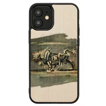 Telefoonhoesje Man and Wood voor iPhone 12 mini — wit stierdesign