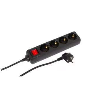 Microconnect MC-GRU00415BS verlengsnoer 1,5 m 4 stopcontacten binnen zwart