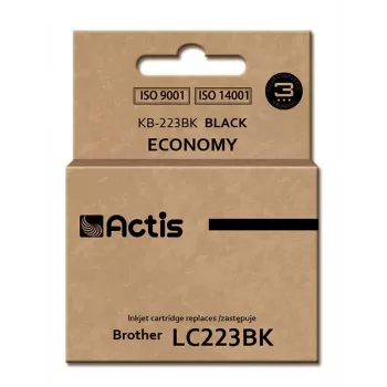 ACTIS KB-223BK inktpatroon compatibel met Brother LC223BK, zwarte pigmentinkt 16 ml, standaardbereik