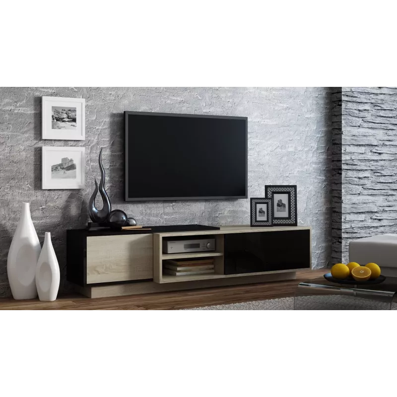 Cama TV-kast SIGMA1 180 Sonoma-eiken/zwart glanzend