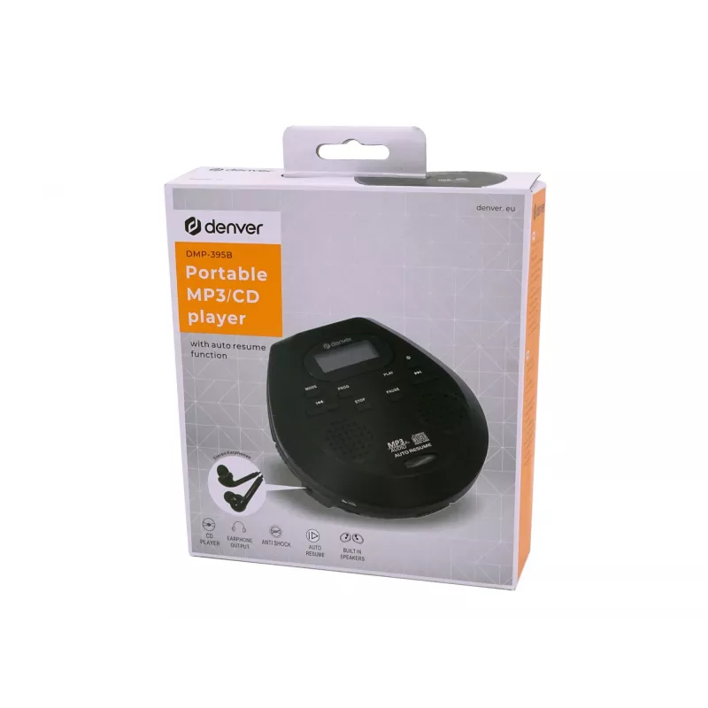 Draagbare cd-speler Denver DMP-395B zwart MP3-weergave LCD-display
