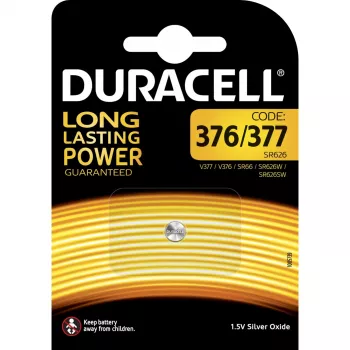 Duracell D377 eenmalige zilveroxide knoopcel 1,5 V, 3 mm hoogte, Ø 18 mm