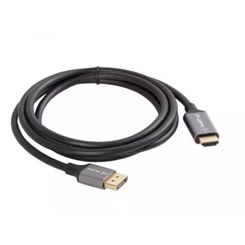 Lanberg CA-DPHD-20CU-0018-BK videokabel-adapter 1,8 m DisplayPort HDMI type A (standaard) zwart, zilver