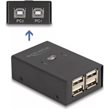 DELOCK USB 2.0 switch 2 pc's naar 4 apparaten zwart 0,48 Gbit/s