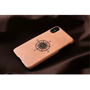 Smartphonehoesje man and wood voor iPhone X/XS, zwart, hoesje met kompasdetail
