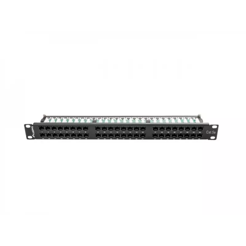 Patchpaneel LANBERG PPU5-1048-B 1U, 48 poorten Cat5e, zwart, 445×102×44,5 mm