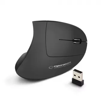 Draadloze muis ESPERANZA EM133 — ergonomisch voor rechtshandigen, 1600 DPI, 6 knoppen, 2,4 GHz USB nano-ontvanger, 10 m bereik, zwart