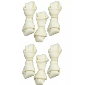 Tandverzorging kauwsnack ZOLUX geknoopt wit bot 54 g – natuurlijke rundvlees tandverzorgingssnack voor kleine volwassen honden 60 mm, 6-pack
