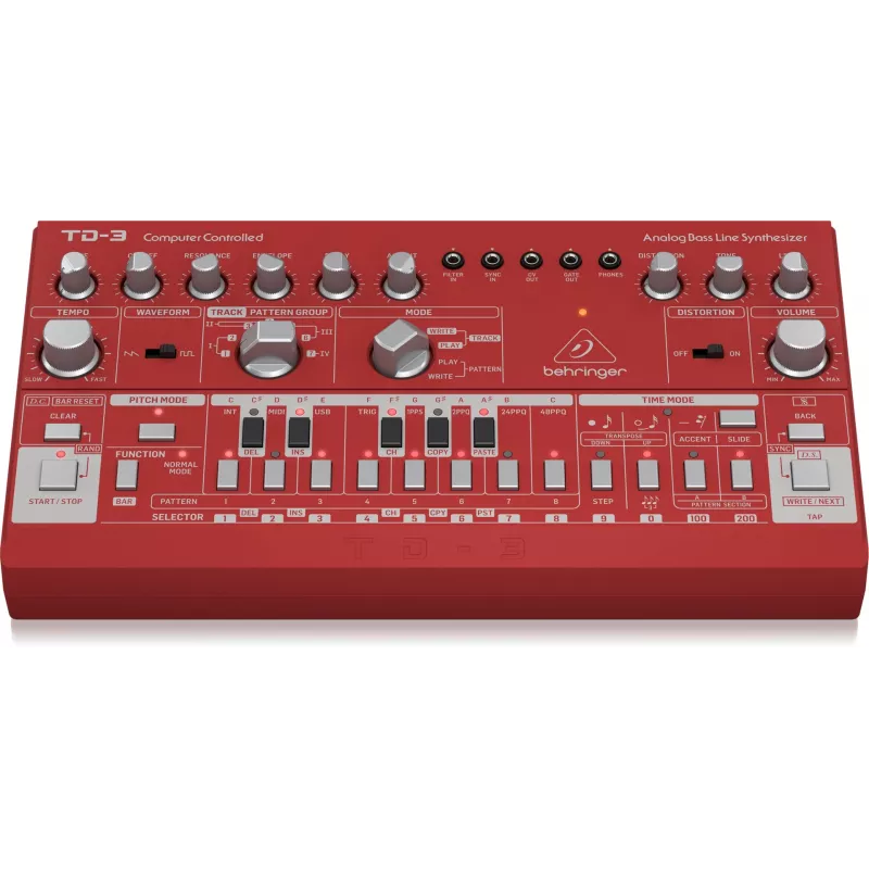 Analoge synthesizer Behringer TD-3-RD rood 9V DC