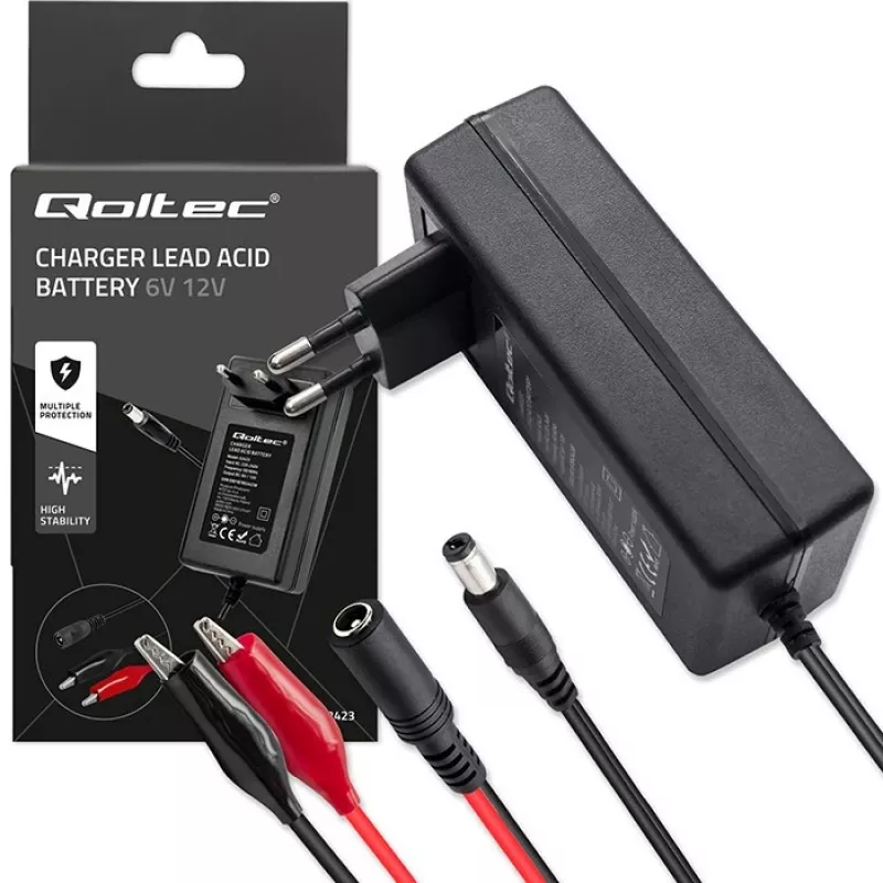 Acculader QOLTEC 52423 voor AGM/GEL/STD-accu's 6V/12V 1,5A