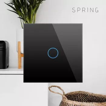 Aanraakschakelaar Spring One Way glas zwart — model 0 eenpolige aanraakbediening glasoppervlak