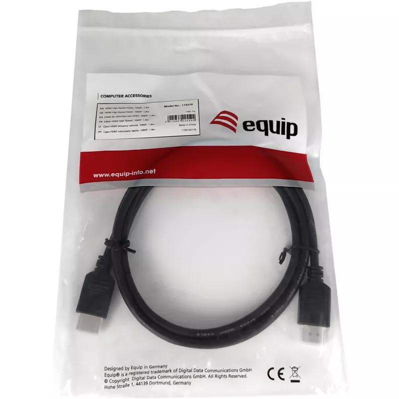 Equip HDMI-kabel 1,8 m 1080P zwart