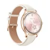 Smartwatch Colmi L28 met gouden behuizing en gouden lederen band