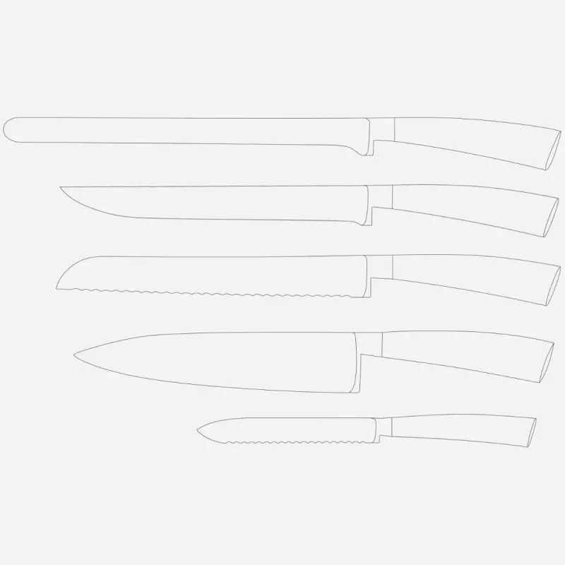 Keukenmessen set Berkel ELEGANCE roestvrij staal 5 stuks