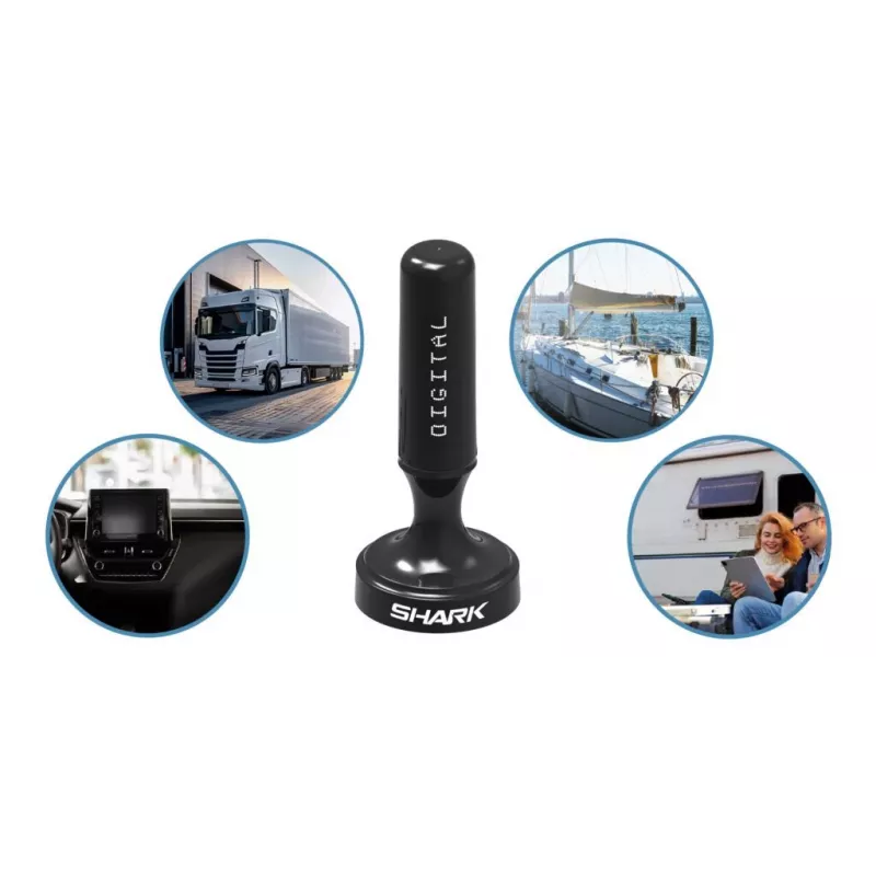 Auto DVB-T antenne Shark SHA301CAR met actieve versterker voor tv-ontvangst in de auto