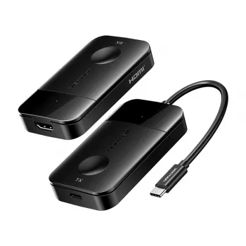 USB-C-naar-HDMI draadloze zender/ontvanger Vention ADOBB — 4K@30Hz, 1×HDMI, USB-C-kabel 1 m, zwart