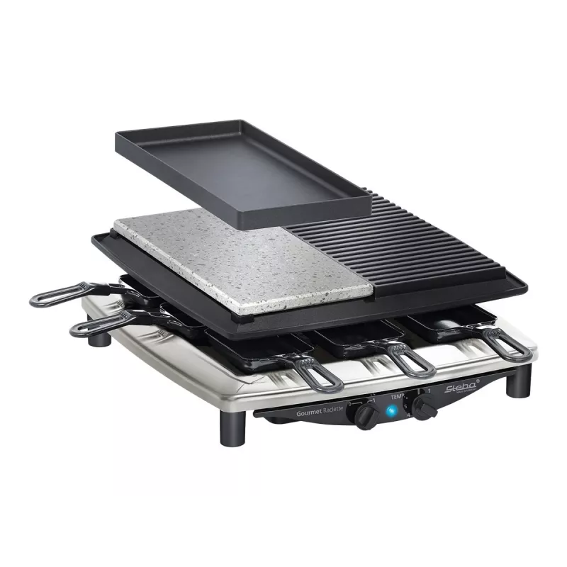 Steba RC 4 Plus Deluxe Chrome raclettegrill, roestvrij staal/zwart