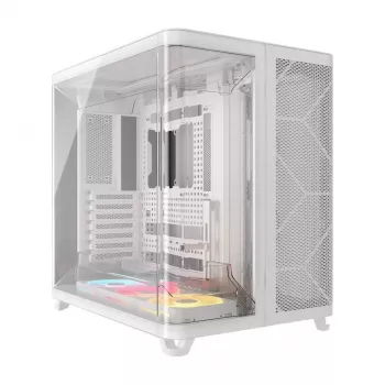 PC-behuizing Corsair AIR 5400 LX-R RGB iCUE LINK midi tower wit — ATX/EATX/Micro-ATX/Mini-ITX, gehard glas, 1×3,5 inch + 2×2,5 inch vakken, ondersteuning voor 120mm-ventilatoren