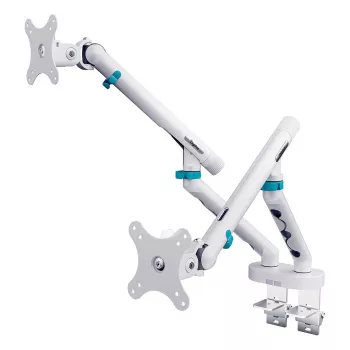 Monitorbeugel DIGITUS Dual-Design voor 2×35-inch-beeldschermen, klem, 2×10 kg, VESA 75–100, kantelbaar -45–90°