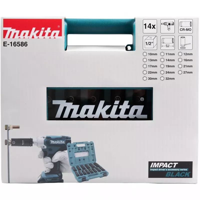 Makita E-16586 slagschroevendraaier-dopsleutel dopsleutelset zwart, groen