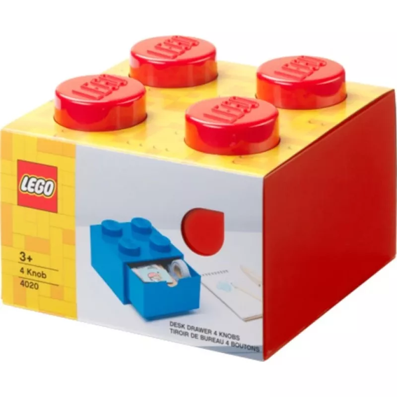 LEGO bureaulade 4, opbergbox rood, noppen
