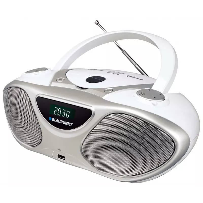 CD-recorder BLAUPUNKT BB14WH — CD-recorder met MP3-weergave, USB, LCD, klok, 2x1 W luidspreker, zilver/wit
