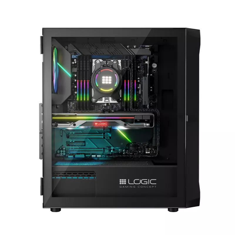 LOGIC CONCEPT Portos ARGB ATX mid-tower behuizing, zwart