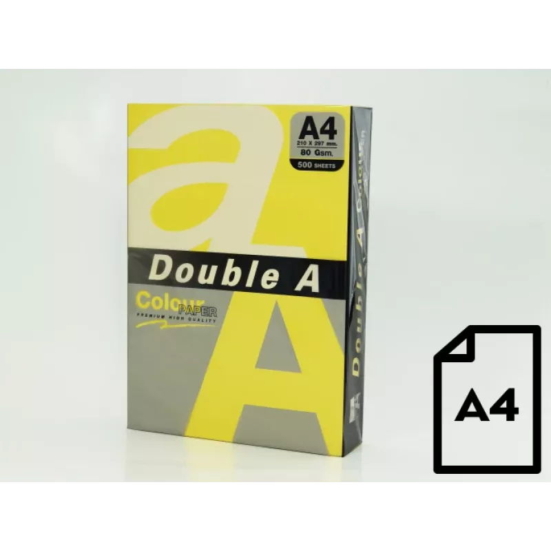 Kleurpapier Double A, 80 g, A4, 500 vel, Lemon