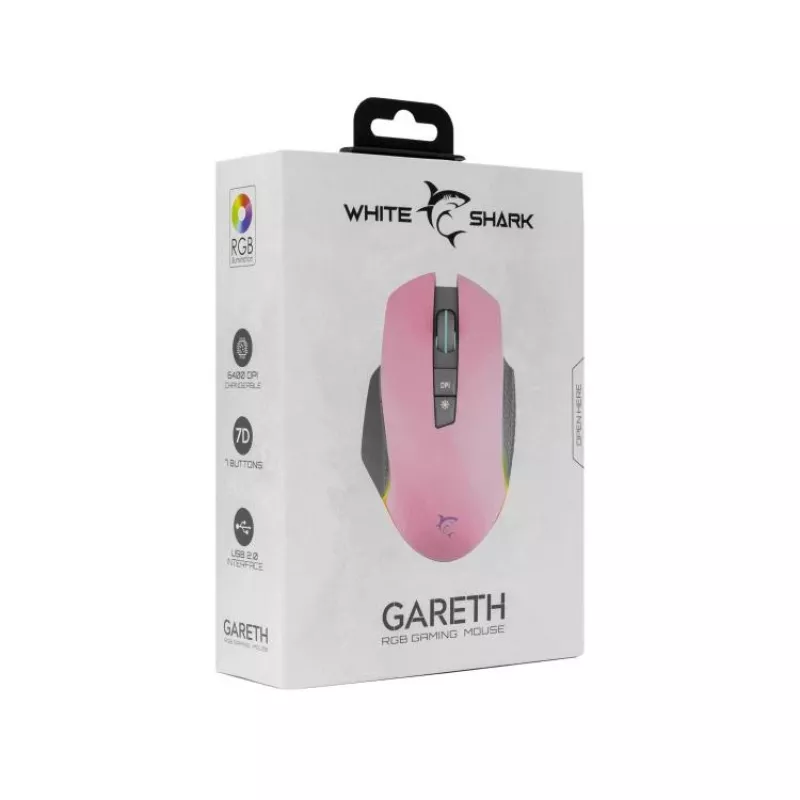 Gaming-muis White Shark GARETH roze USB Type-A