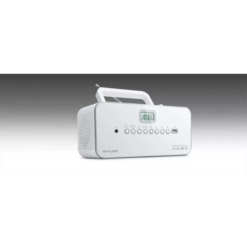 Draagbare stereoset Muse M-28RDW – cd/mp3-speler, FM/MW-tuner, 3W RMS, wit, 1,4 kg