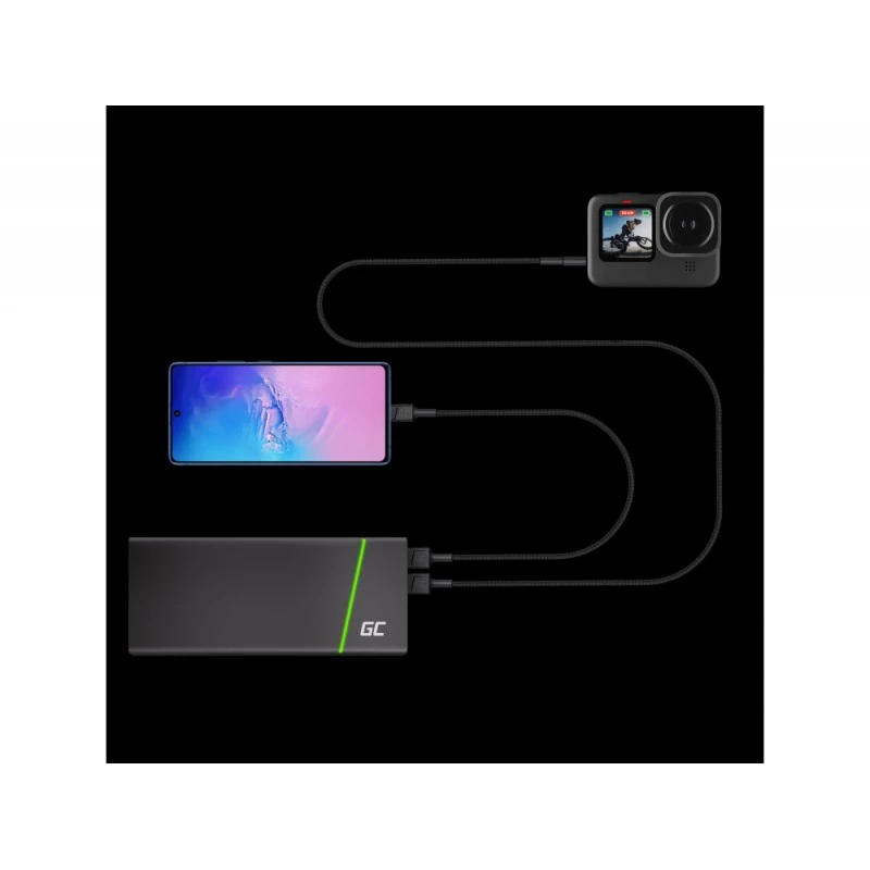 USB-kabel Green Cell KABGC22 USB 2.0 1,2 m USB-A USB-C zwart