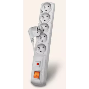 HSK DATA Acar F5 5m stroomverlenging 5 stopcontacten binnen/buiten grijs